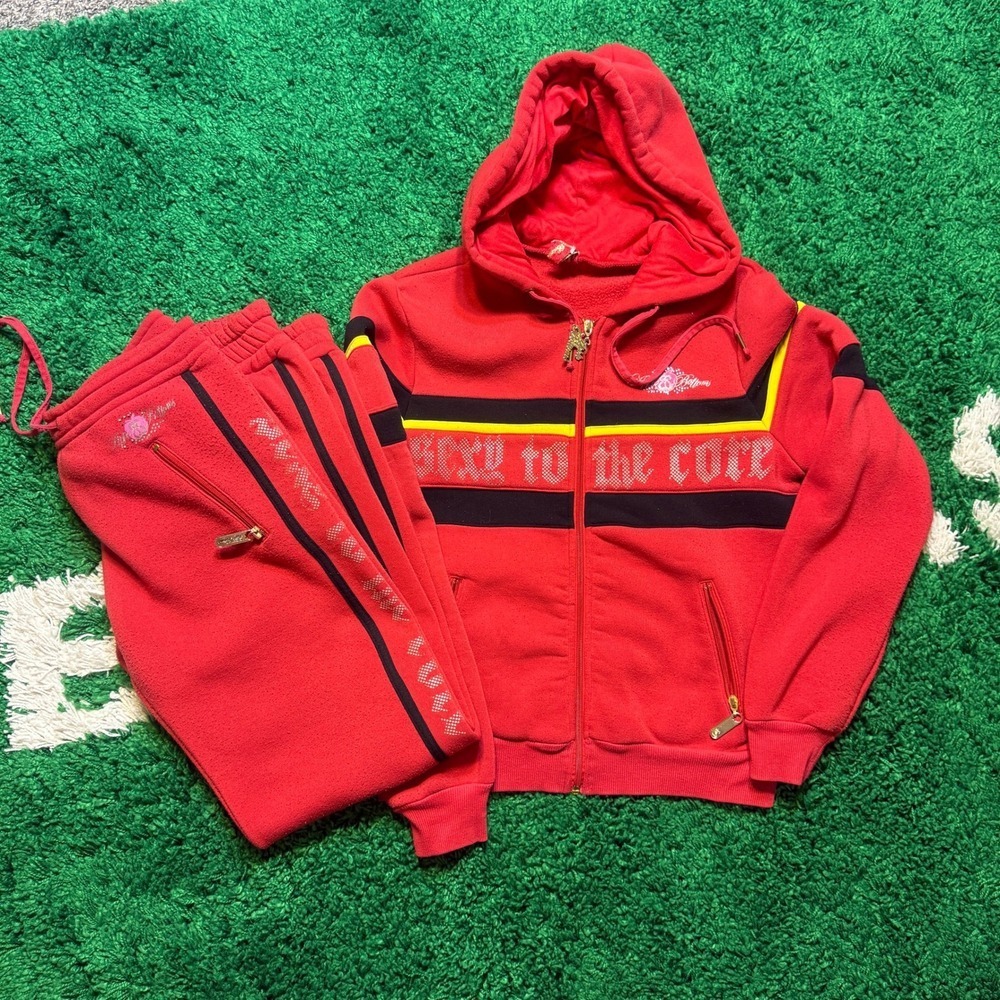 Apple Bottoms Red Tracksuit Set Sexy to the Core Hoodie & Pants Loungewear